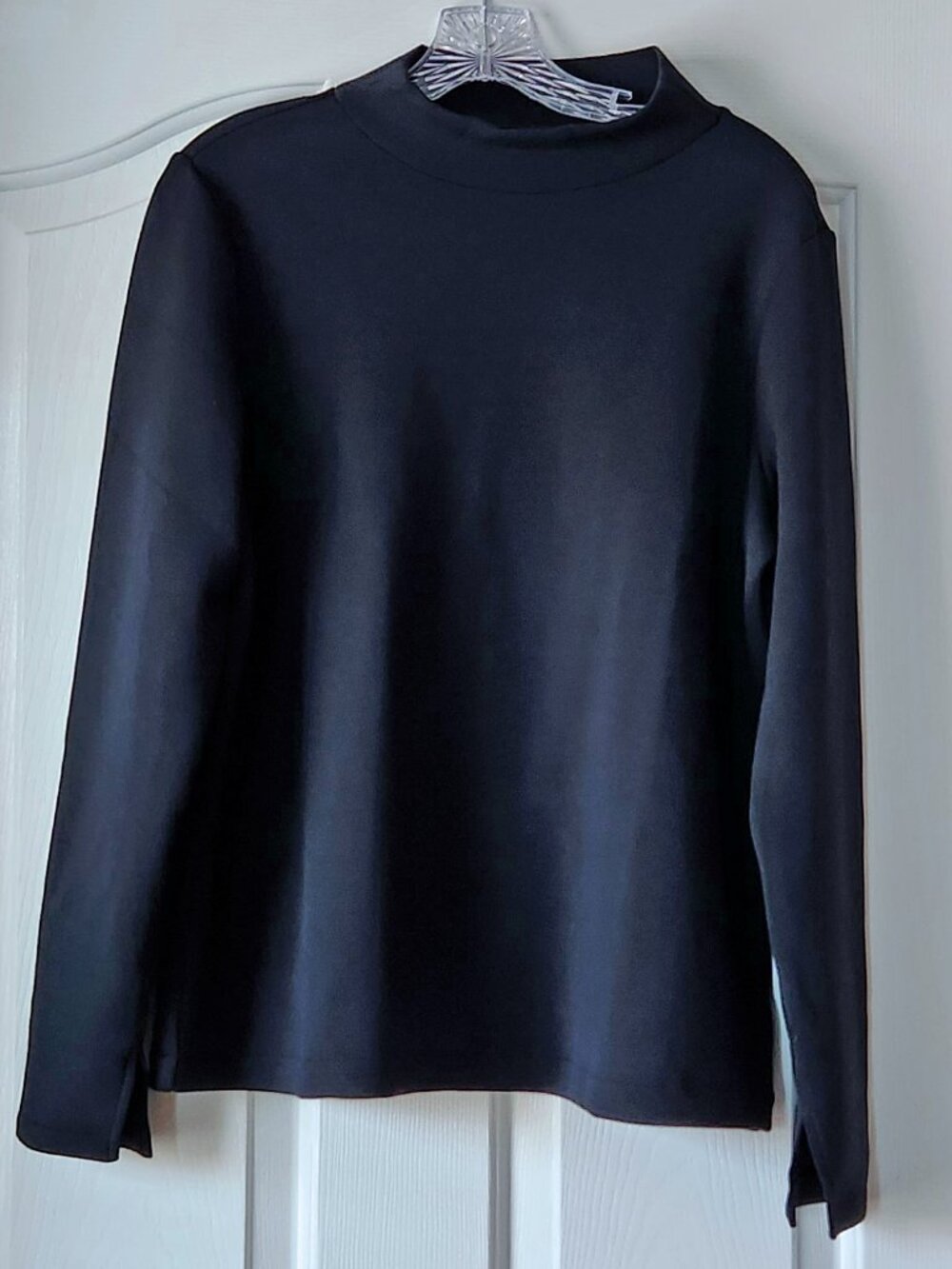 Spanx Air Essentials Mock Neck Pullover Sweater Womens Large Very Black Size L